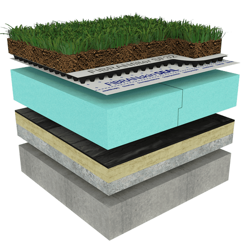 3D detail zelené rovné střechy PLUS
